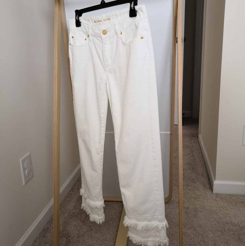 Michael Kors Off White Jeans double Raw Hem